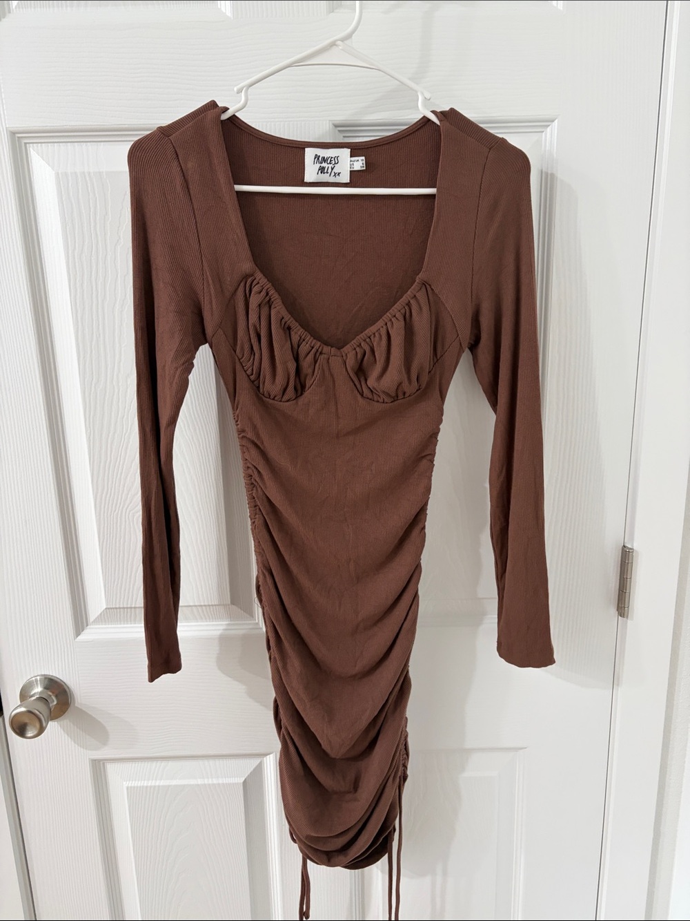 Princess Polly Brown Ruched Long Sleeve Bodycon Dress